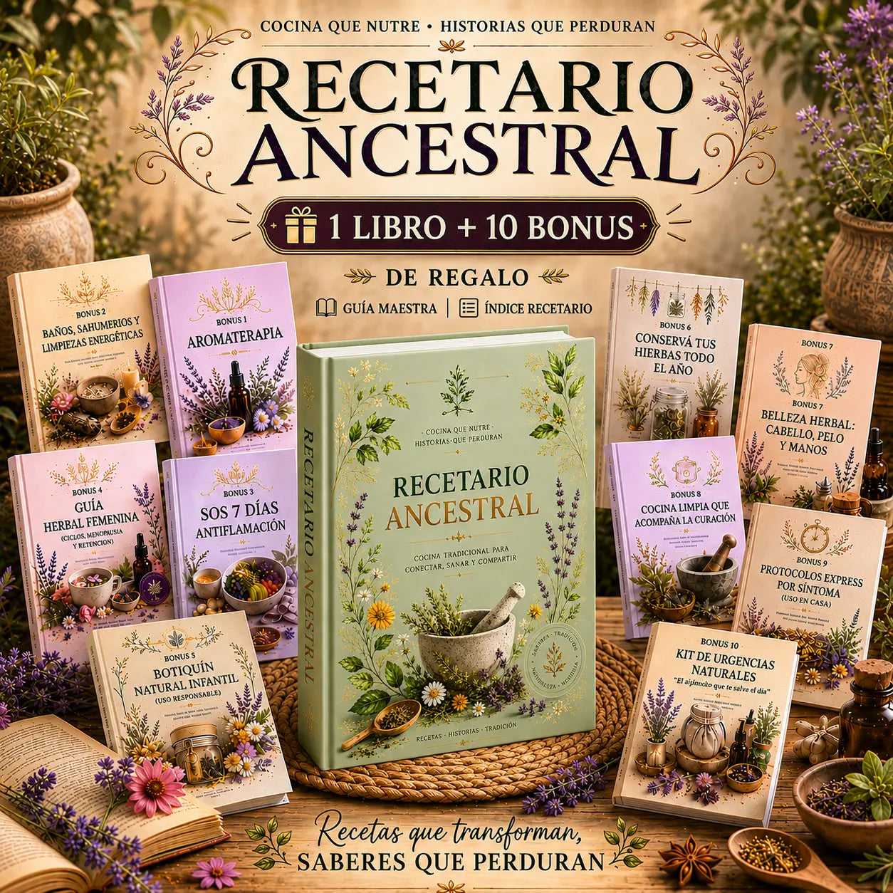 ✅ Recetario Ancestral Completo: Más de 300 Recetas Naturales, Remedios Caseros y Sabiduría Herbal para tu Hogar